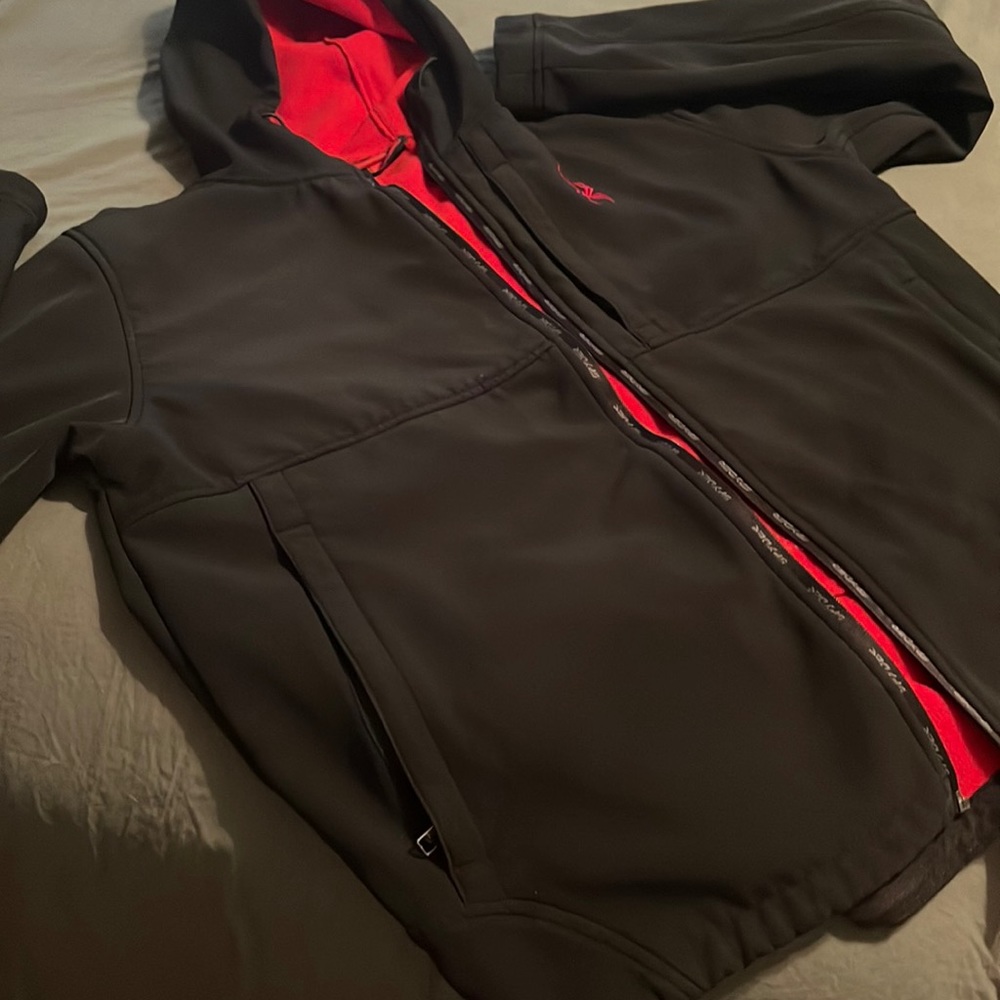 Large Mens black spyder hooded lightweight coat…